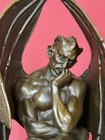 Bronze Satan Sculpture Devil Statue Satyr Skull Mori Marble Decor Gothic Vintage