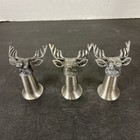 3 Jagermeister Pewter Metal Shot Glass Deer Head Buck Stag Vtg