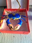 Handmade Enamel Copper Crab Shellfish Ornament Decorative Figure W  Gift Box