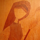 Vintage Wood Art Panel Features Intricate Intarsia Inlay