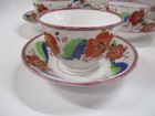 Set Of 7 Antique 1800 s Floral Luster Handleless Cup And Saucer Sets