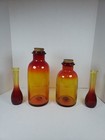 Blenko Massive Tangerine Apothecary Corked Jars 13    10  And Two Bud Vases