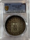     1817 R Brazil 960 Reis Silver Coin Pcgs Au58   