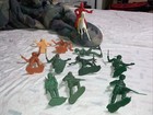 Lot 12 Large Vintage Marx  Soldiers Army Indians Cowboys Horse 1970s Exc Cond