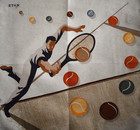        new Authentic Eton Tennis Print Cotton Silk Pocket Square Handkerchief Italy