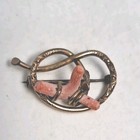 Antique Vtg genuine Coral Branch Etched Gold Filled Victorian Infinity Lapel Pin