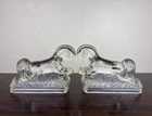 Vtg Le Smith Running Stallion Bookends Set Of 2 Glass Art Deco Horses 9  Flaw
