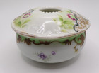 Antique Hair Receiver Moriage Hand Painted Purple Green   Gold Porcelain
