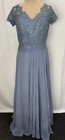 Women s Floral Lace Appliques Short Sleeve Wedding Evening Dress V Neck Sz 16