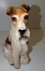 1950-60s Ceramic Seated Airedale Schnauzer Fox Terrier Dog Figurine Japan