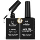 No Wipe Gel Top   Base Coat Set 2x15 Ml - Super Shiny Uv Led Nail Art Polish Gel