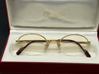 Cartier Eyeglasses Gold 51mm Half Rim Men s Oval Optical Frame Authentic