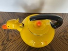 Vintage Yellow Enameled Metal Duck Tea Kettle As Is