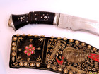 Antique India Kukri Fighting Knife Gurkha Lion Head Ornate 12  Long With Sheath