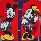 Vintage Disney Sweater Youth Kids 10-12 Red Mickey Minnie Graphic Cardigan 80s