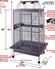 28 x22 x65 h X-large Wrought Iron Play-top Parrot Rolling Cage Cockatiel Macaw