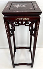 Chinese Rosewood Greek Key Mother Of Pearl Ming Style Tall Pedestal Stand Table