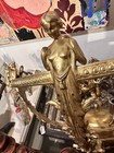 Large Vintage French Style Empire Brass Figures Frosted Art Nouveau Chandelier