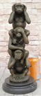 3 Wise Monkeys See Hear Speak No Evil Bronze Statue Sculpture Figure Decor Art