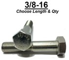 3 8-16 Stainless Steel Hex Cap Screw Bolt  all Sizes   Qty s  18-8   304 Grade