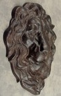 Majestic Lion Head Cast Iron Wall Sculpture Antiqued Brown
