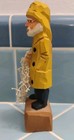 Vtg Nanco Hand Carved Fisherman In Yellow Raincoat Wood With Fish Net 6 1 2   