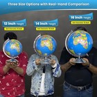 12   World Globe Earth Ocean Rotating World Map Geography W  Stand Desktop Large