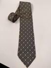 Vintage 100  Silk Blue Gold Geometric Pattern Neck Tie Made In Italy