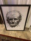 Original Charcoal Portrait Drawing     Expressive Figurative Art  Framed