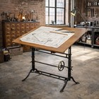 Antique Vintage Drafting Table Cast Iron Industrial Base Easel Hand Crank Stand