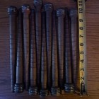 Vintage Original Wood Sewing Thread Spools Lot Empty Brown With Metal Ends