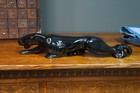1950s Vintage Ceramic Stalking Black Panther Sculpture Mcm 21 