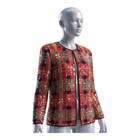 Vtg 90s Niteline Della Roufogali Silk Beaded Jacket Plaid Sequin Womens Large