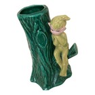 Vintage Gilner Elf Pixie Green Tree Trunk Vase 6    1950