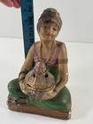 Vtg 50s Flapper Gypsy Chalk Chalkware Incense Burner Lady Mystic 