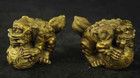 Collectible Chinese Old Handwork Brass Carving  Dragon Rare Lucky Pair Statue