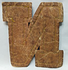 Vintage Collegiate Letter N Chest Patch Blue   Gold Leather Backing