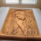 Vintage Hand Carved Wood Jesus Praying Wall Plaque Christian Religious Art