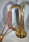 Vintage-style Brass And Copper Blowing Bugle Horn With Colorful Rope Binding