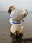 Made In Japan Ceramic Dog With Blue Bow Tie Figure Vintage Measures  1 75  Tall