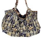 Vtg Disney Store Canvas Purse Bag Tiki Hawaii Tropical Poly Mickey Goofy Pluto