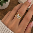 3pc Womens 18k Gold Plated Cz Ring Set Wedding Engagement Band Jewelry