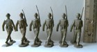 6 Original Marx 54mm Tan Plastic Wwii Battleground Playset Us Army Toy Soldiers