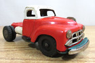 Vintage Japan Tin Toy Truck   Friction Truck   1950 s   Sss   Red White Two Tone