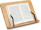 Bamboo Book Stand - Hands-free Reading Recipe Cookbook Tablet Holder With 2 A   