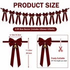 6 5 Ft Christmas Velvet Bow Garland Banner With Bells