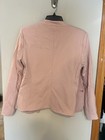 T Tahari Knit Blazer Jacket Pink Open Front Gold Zipper Tailored Women s 8