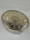 Vintage Art Deco Vanity Jar Trinket Box Clear Ribbed Glass With Brass Lid