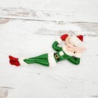 Vintage Green Ceramic Pixie Elf Hand Painted 6  Laying On Back Figurine