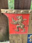 Vtg Metal Unknown 21  Shield Coat Arms Fleur De Lis Rampant Lion Costume Decor